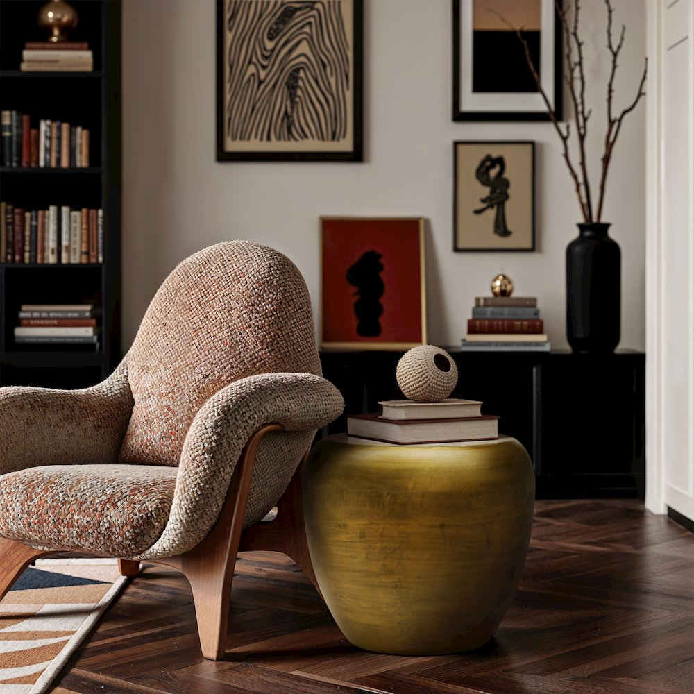 Capsule Gold Aluminum End Table. Picture 4