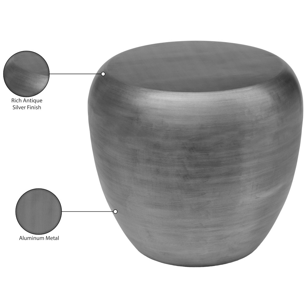 Capsule Silver Aluminum End Table. Picture 3