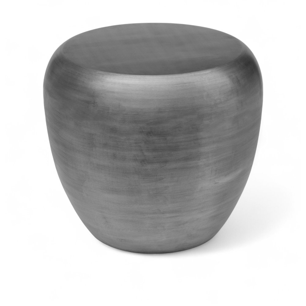 Capsule Silver Aluminum End Table. Picture 1