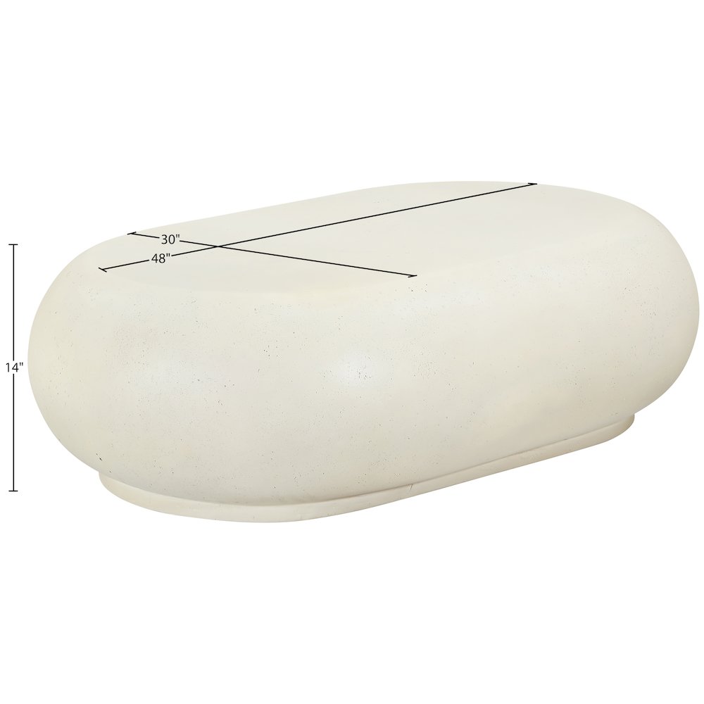 Pebble Cream Concrete And Fiberglass Indoor / Outdoor Coffee Table. Picture 7
