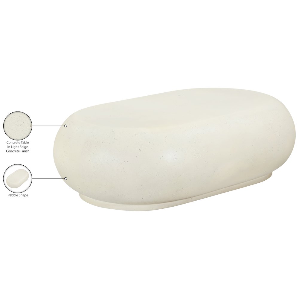 Pebble Cream Concrete And Fiberglass Indoor / Outdoor Coffee Table. Picture 8