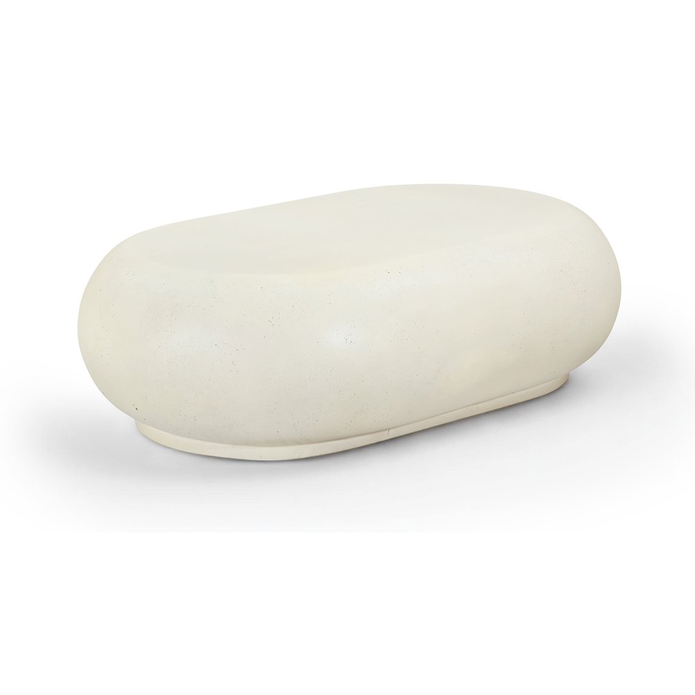 Pebble Cream Concrete And Fiberglass Indoor / Outdoor Coffee Table. Picture 1