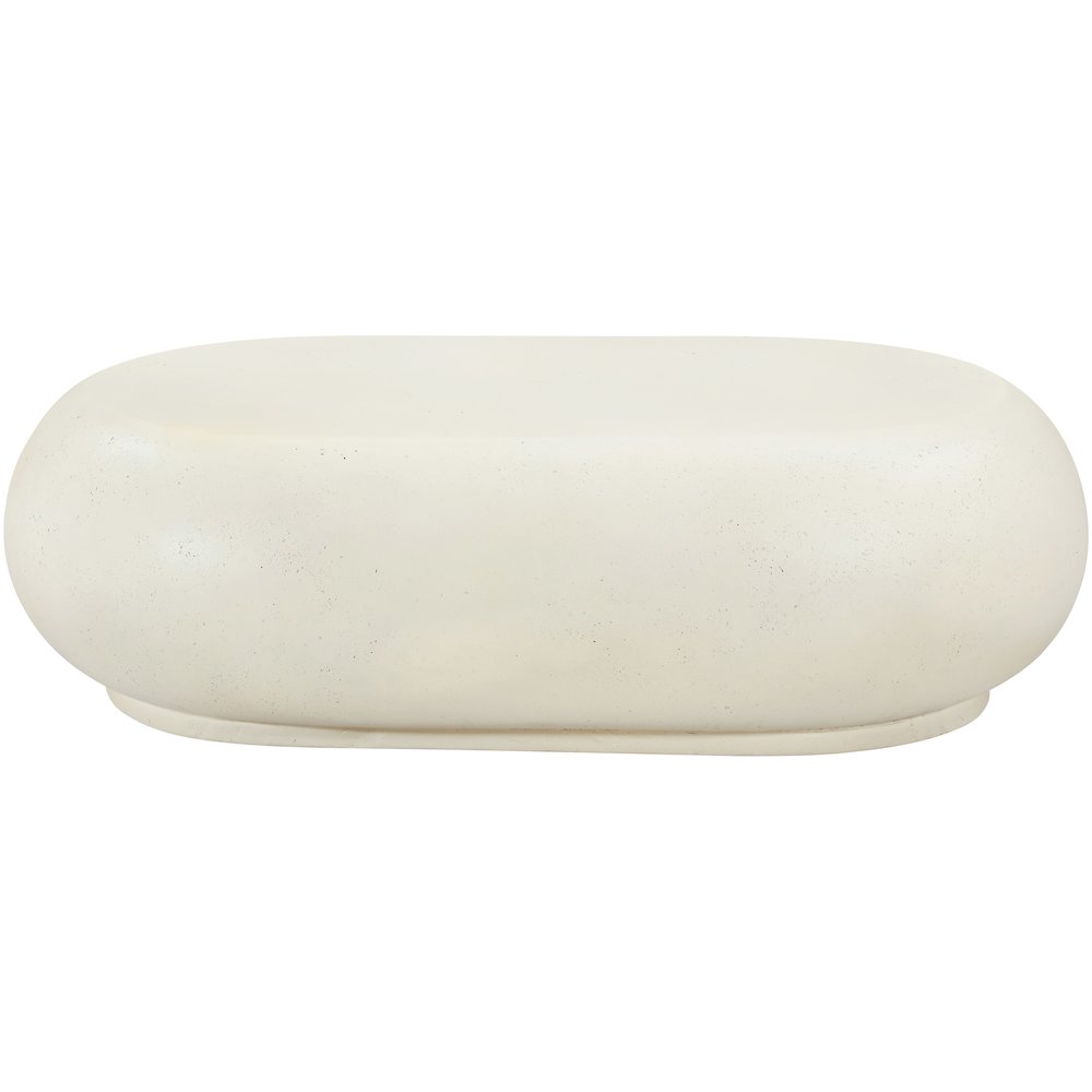 Pebble Cream Concrete And Fiberglass Indoor / Outdoor Coffee Table. Picture 5