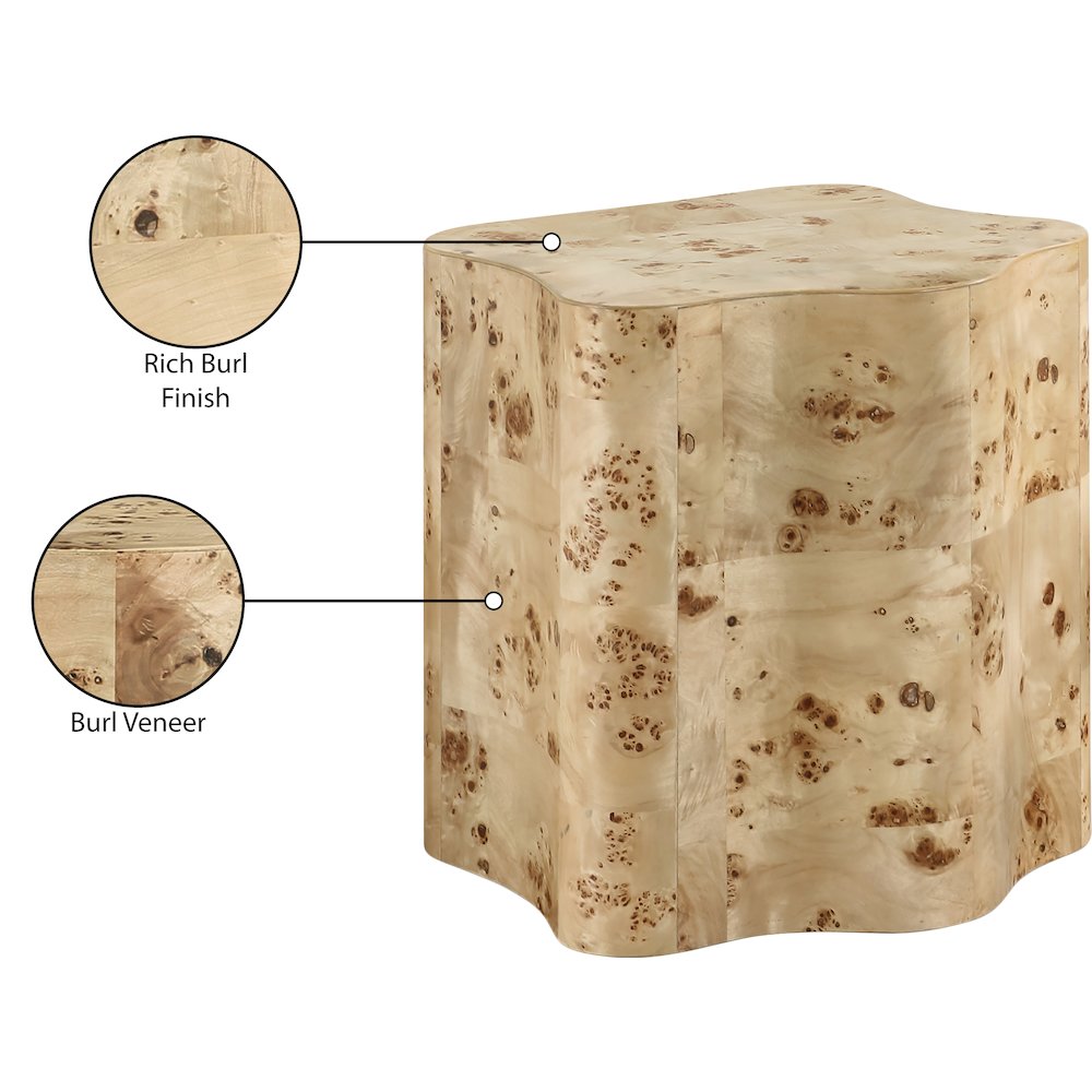 Zaire Natural Burl Wood End Table. Picture 7