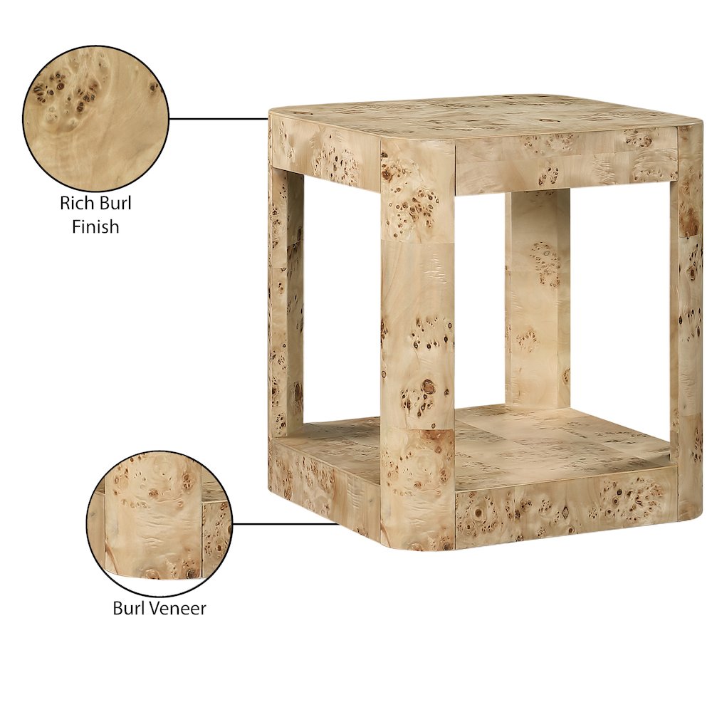 Reeves Natural Burl Wood End Table. Picture 7