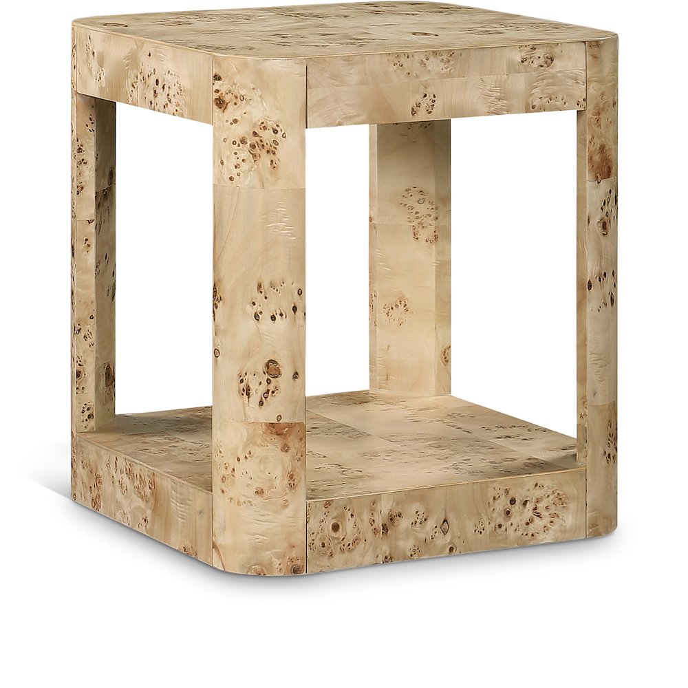 Reeves Natural Burl Wood End Table. Picture 1