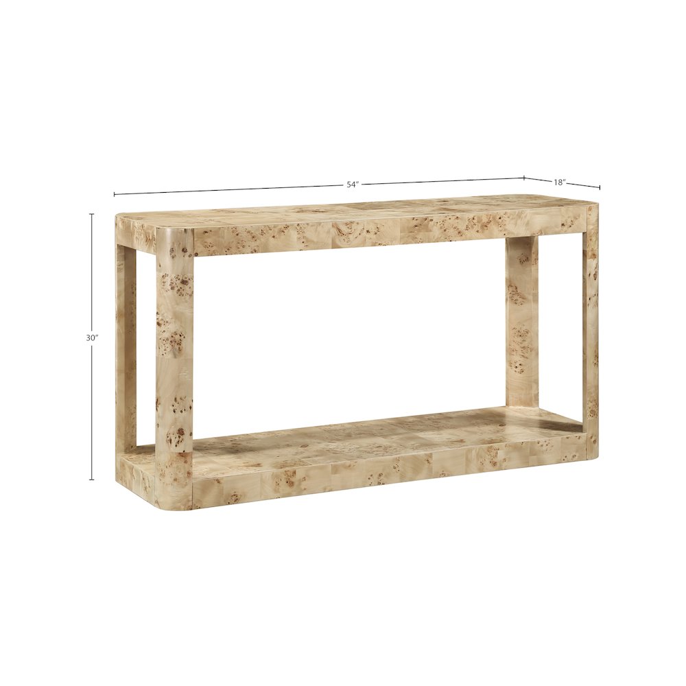 Reeves Natural Burl Wood Console Table. Picture 6