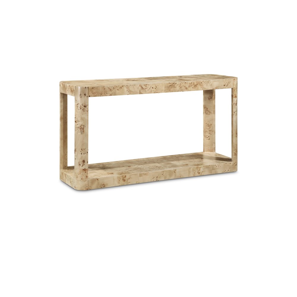 Reeves Natural Burl Wood Console Table. Picture 1