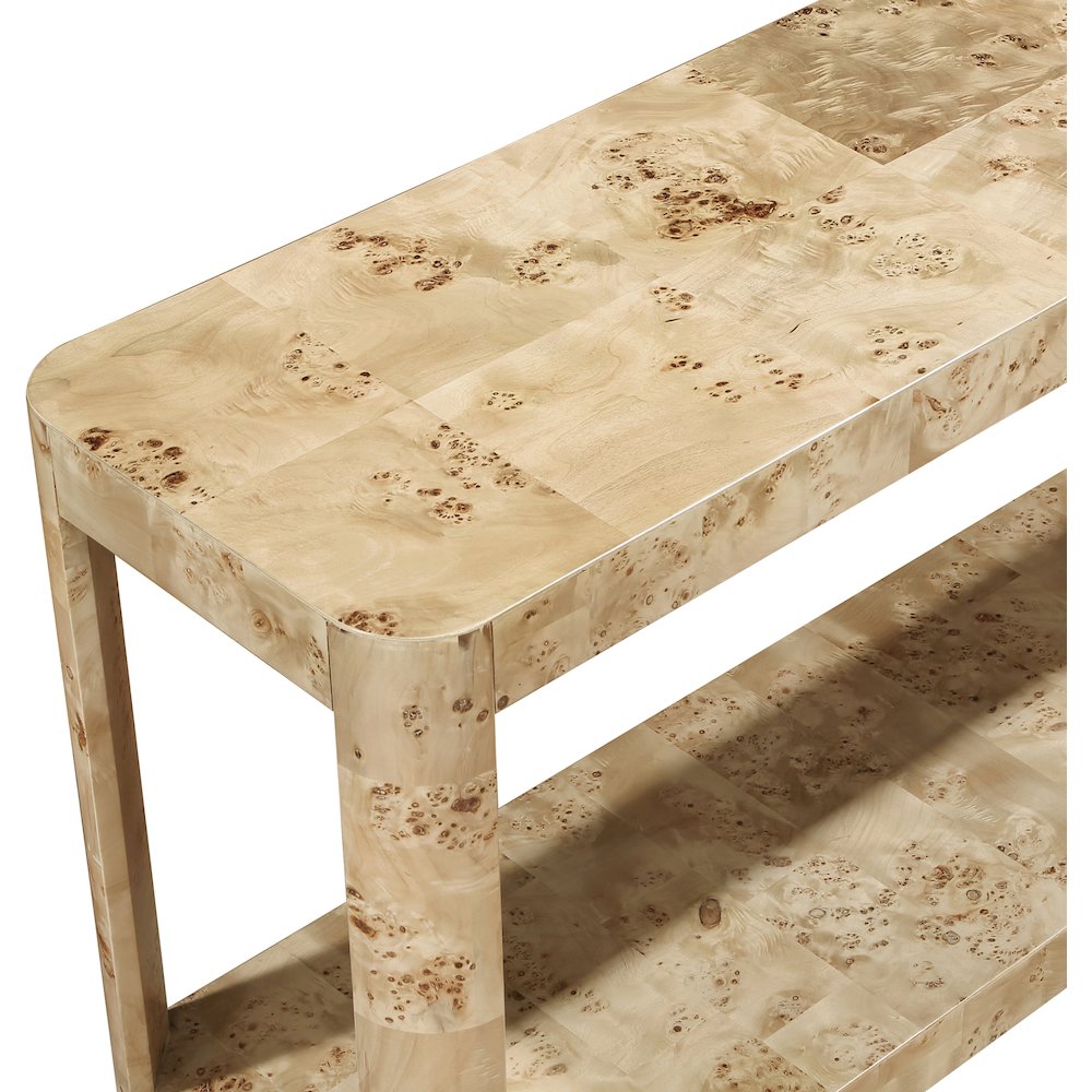 Reeves Natural Burl Wood Console Table. Picture 3