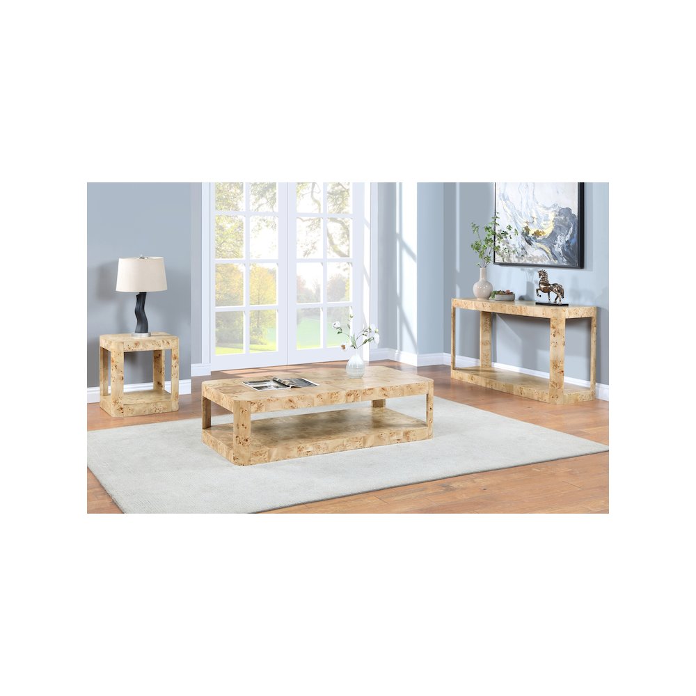 Reeves Natural Burl Wood Console Table. Picture 5