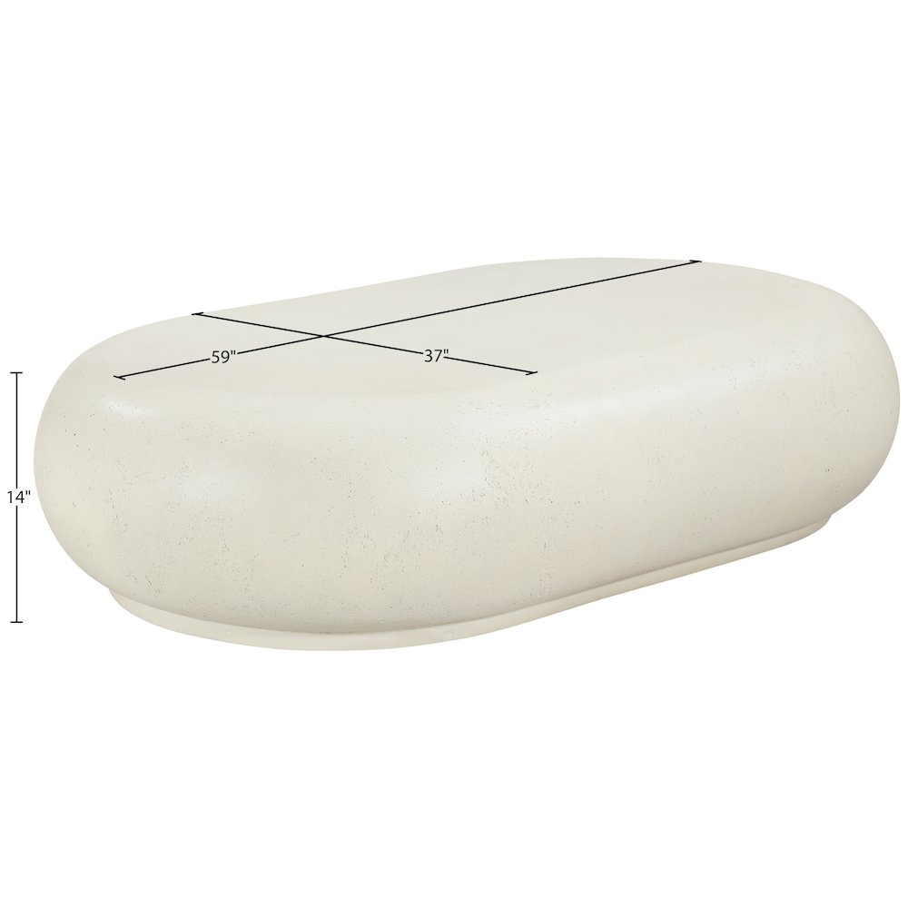 Pebble Cream Concrete And Fiberglass Indoor / Outdoor Coffee Table. Picture 7