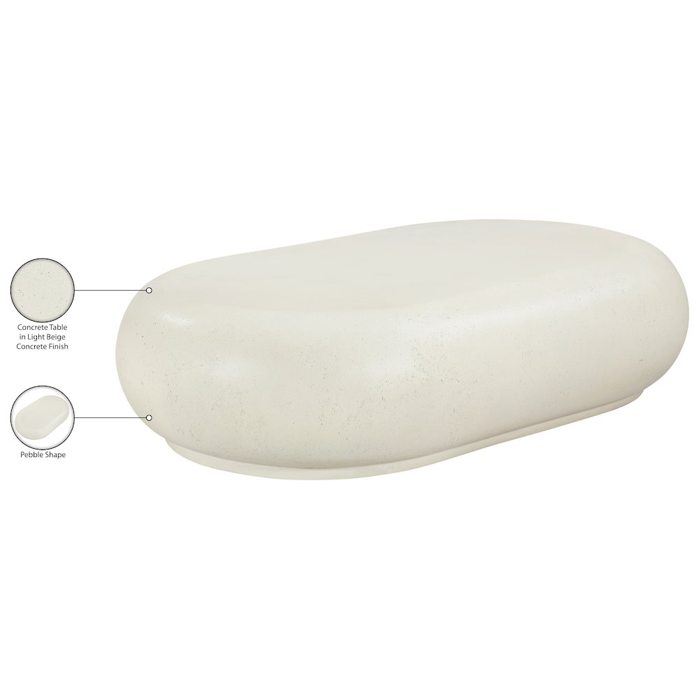 Pebble Cream Concrete And Fiberglass Indoor / Outdoor Coffee Table. Picture 8