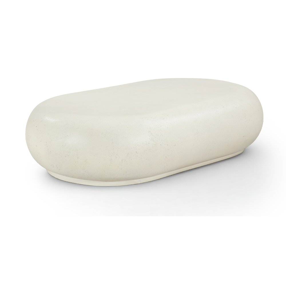 Pebble Cream Concrete And Fiberglass Indoor / Outdoor Coffee Table. Picture 1