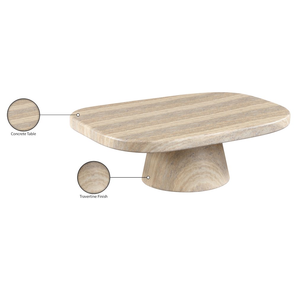 Prato Travertine Concrete Indoor/Outdoor Coffee Table. Picture 10