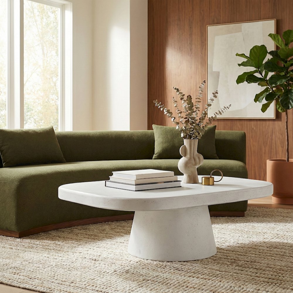 Prato White Concrete Indoor/Outdoor Coffee Table. Picture 2