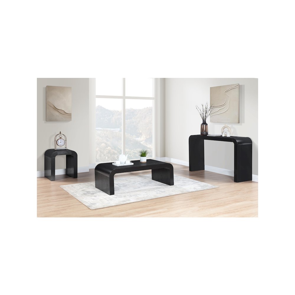 Toulon Black Oak Veneer Console Table. Picture 5