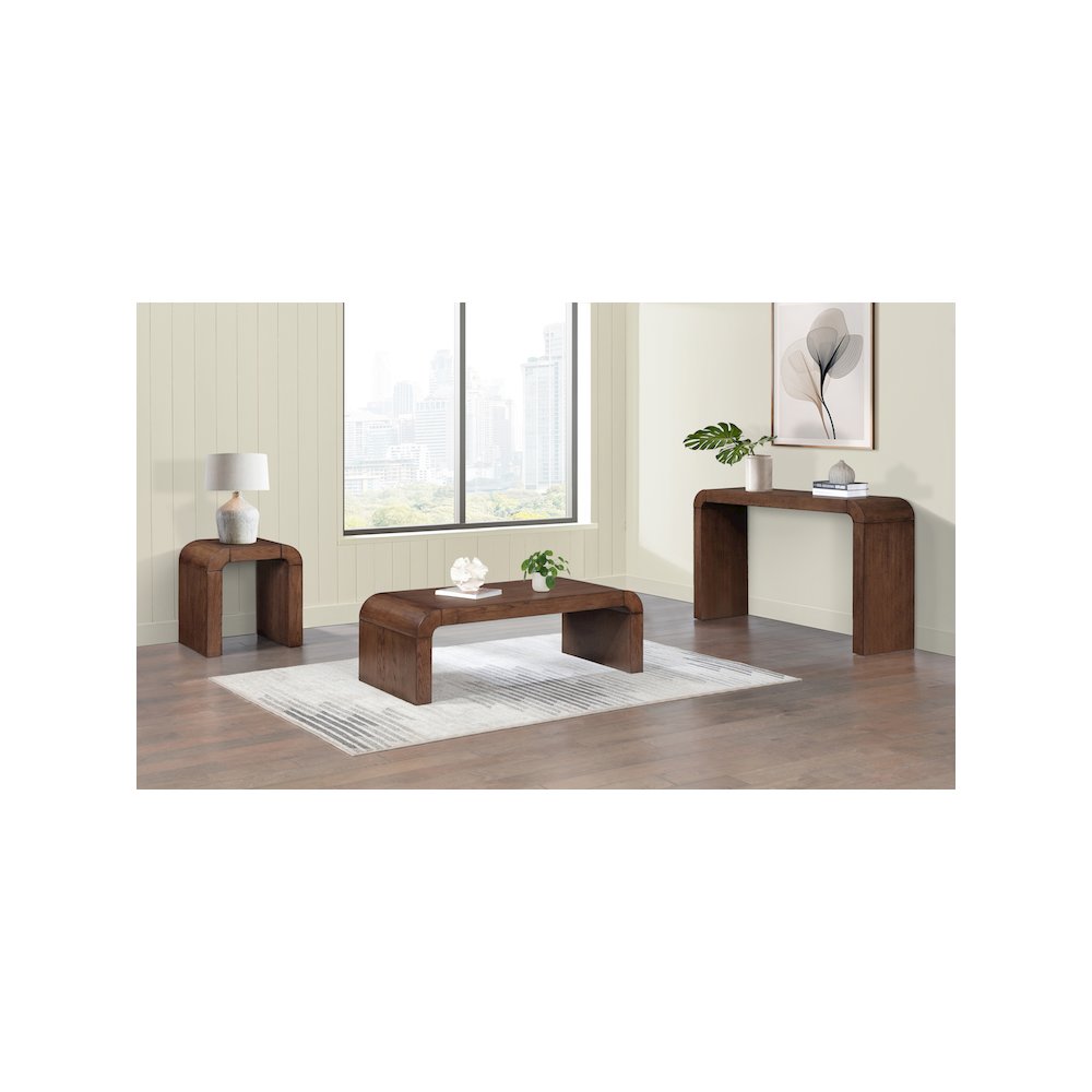 Toulon Brown Oak Veneer Console Table. Picture 5