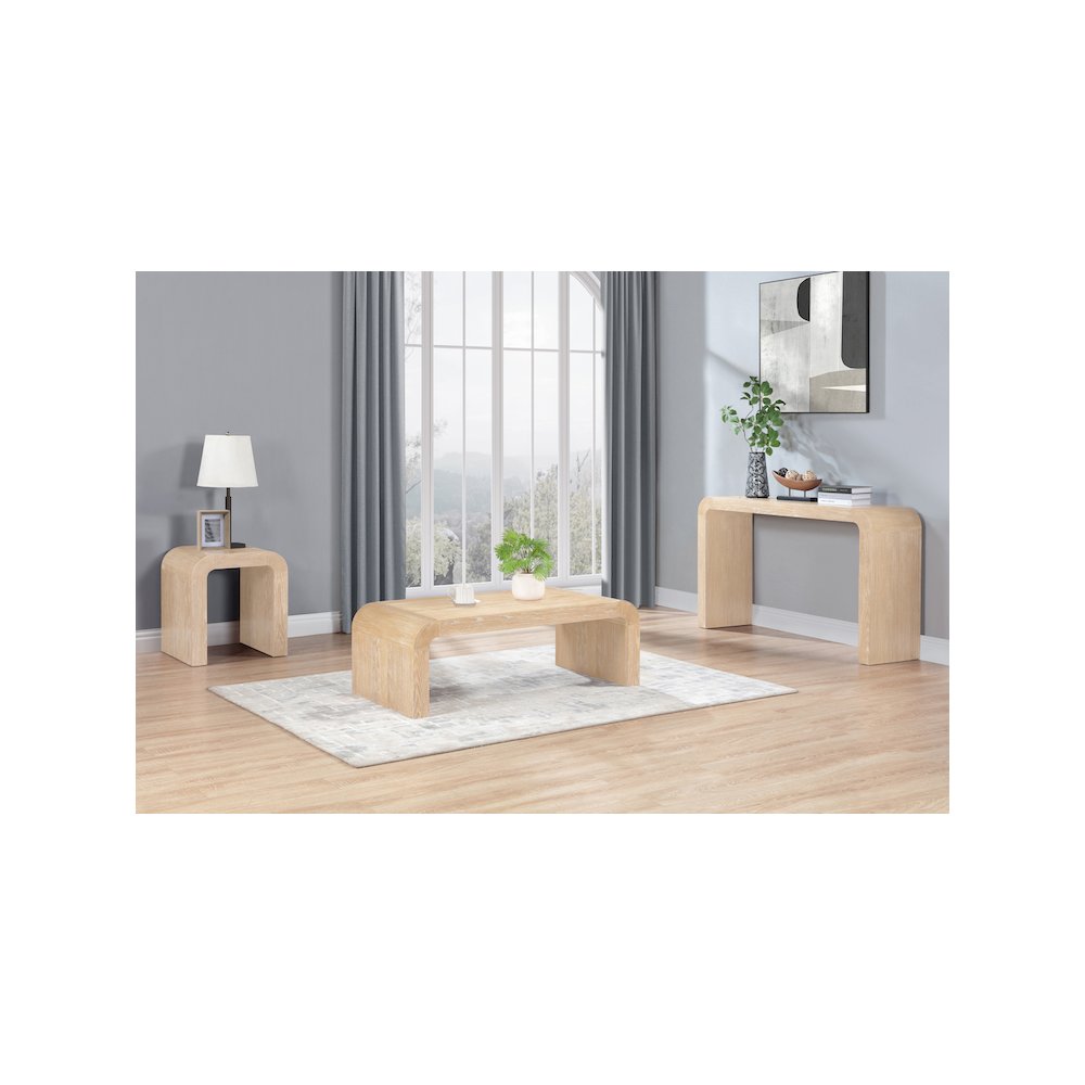 Toulon Natural Oak Veneer Console Table. Picture 5