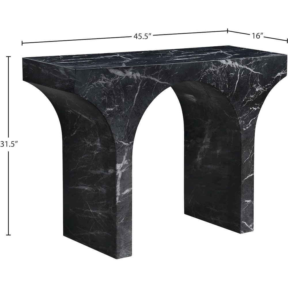 Pomezia Black Marble Finish Console Table. Picture 6