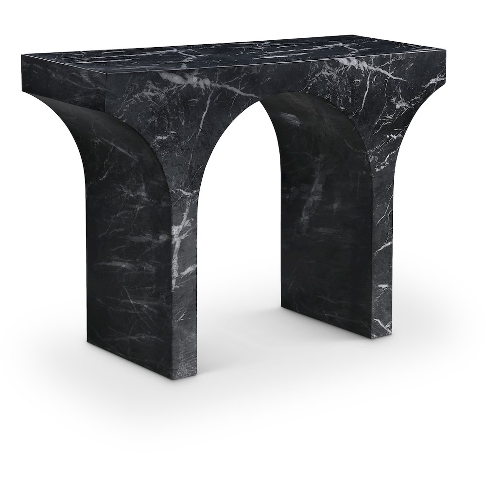 Pomezia Black Marble Finish Console Table. Picture 1