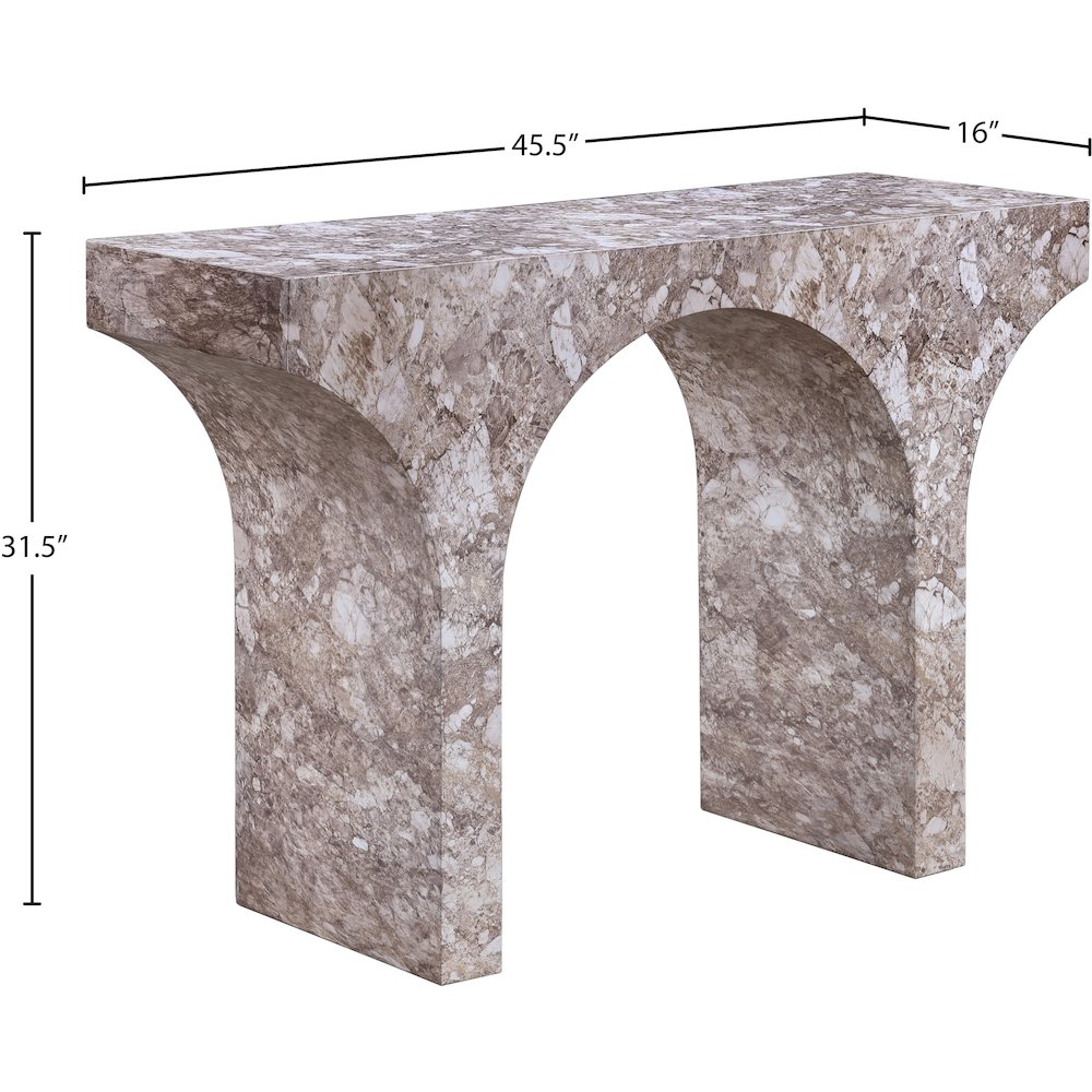 Pomezia Brown Marble Finish Console Table. Picture 6