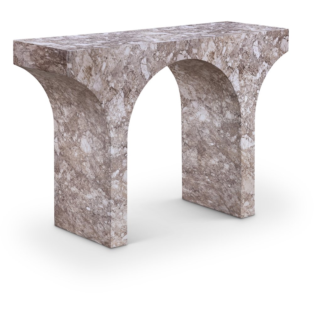 Pomezia Brown Marble Finish Console Table. Picture 1