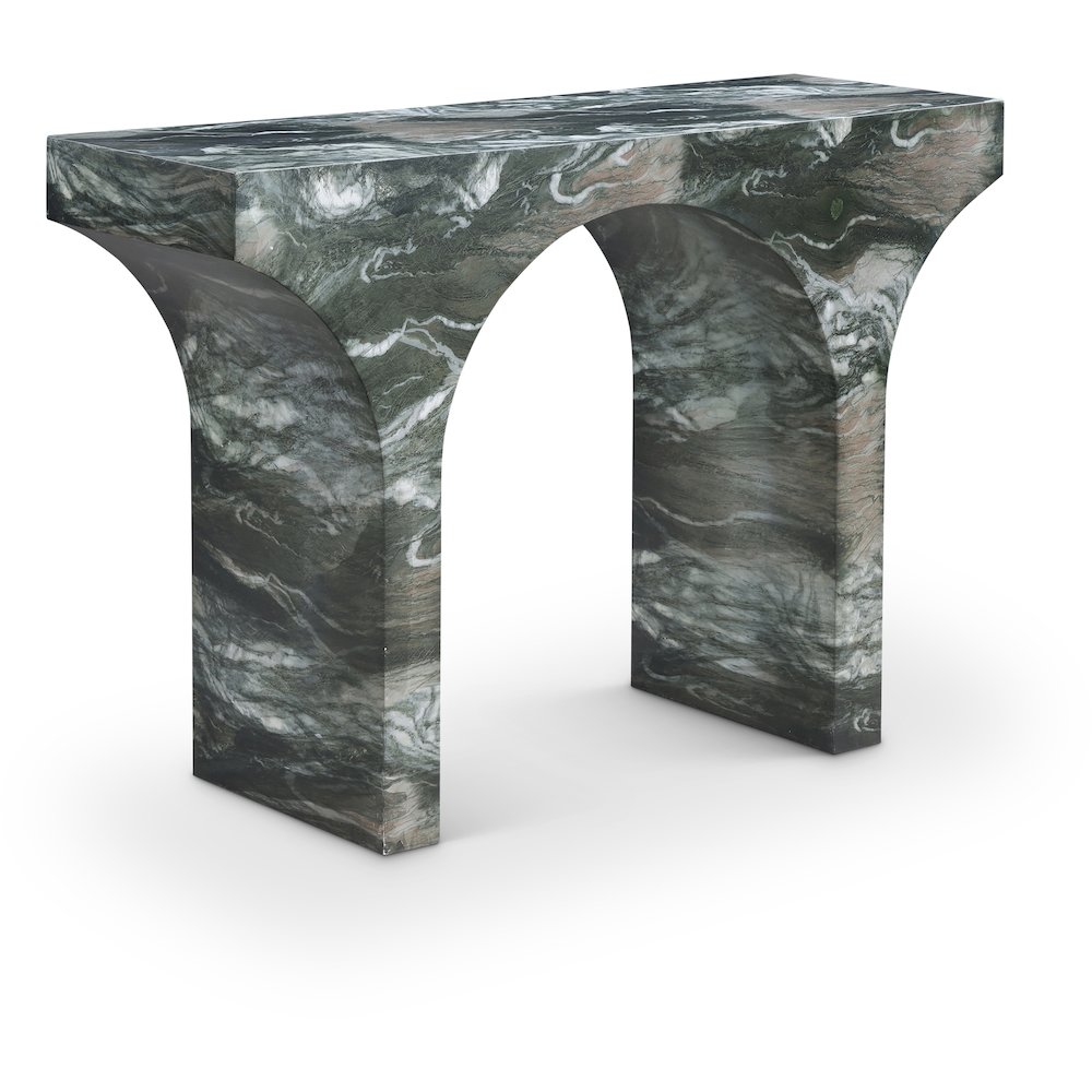 Pomezia Green Marble Finish Console Table. Picture 1