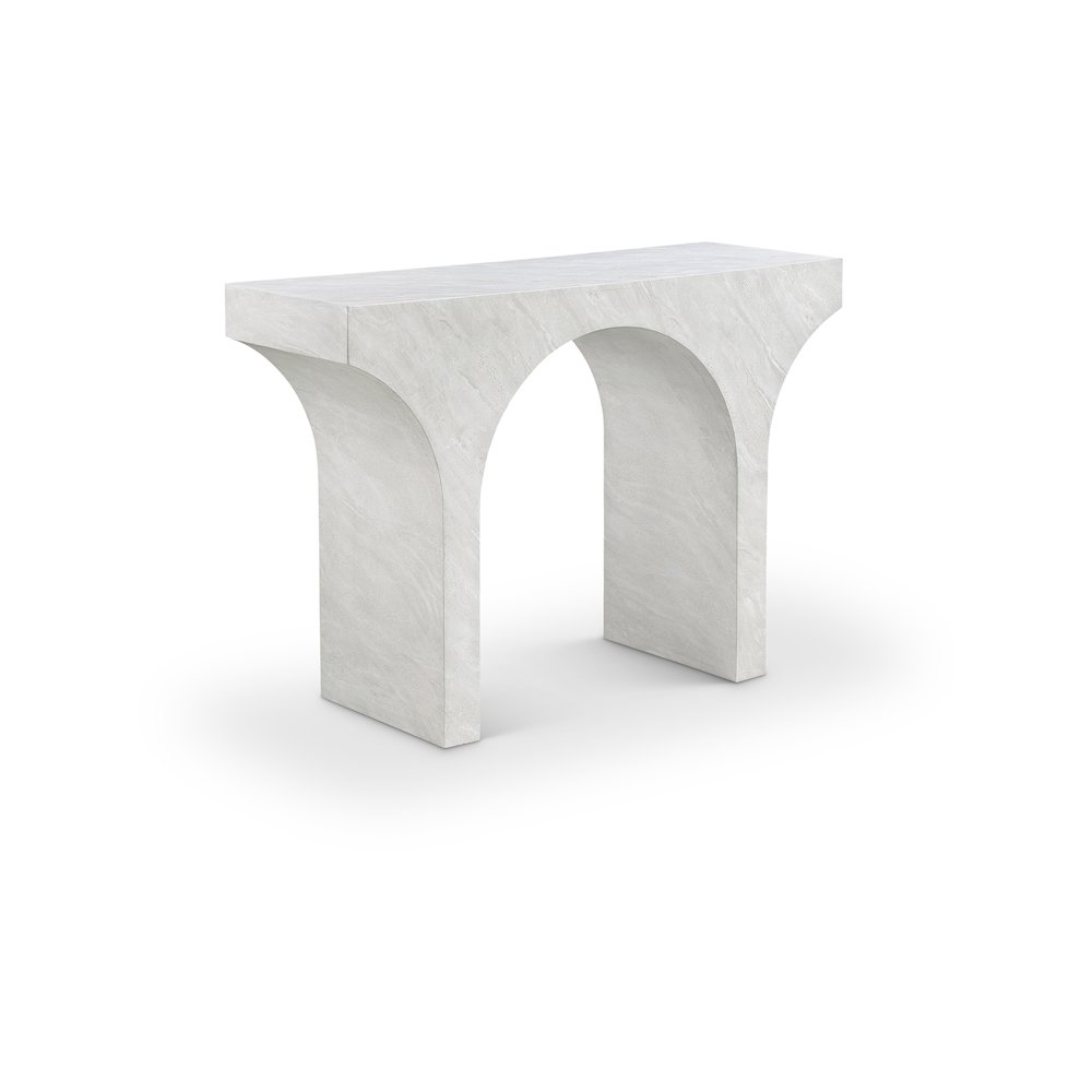 Pomezia White Marble Finish Console Table. Picture 1