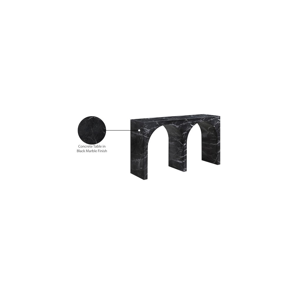 Faenza Black Marble Finish Console Table. Picture 6