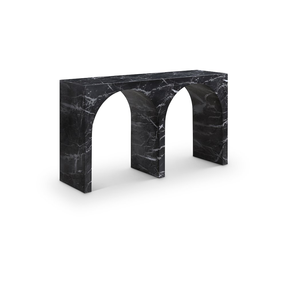 Faenza Black Marble Finish Console Table. Picture 1