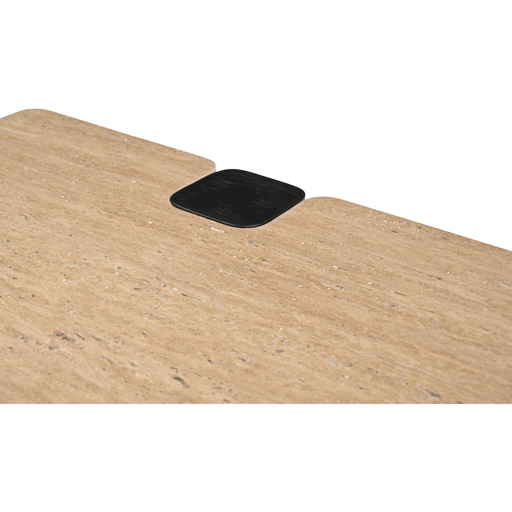 Ravenna Beige Genuine Travertine Top And Oak Wood Base Coffee Table. Picture 10