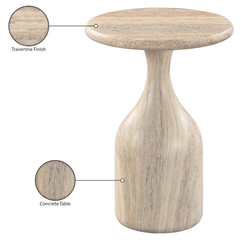 Savona Travertine Concrete Indoor/Outdoor End Table. Picture 7