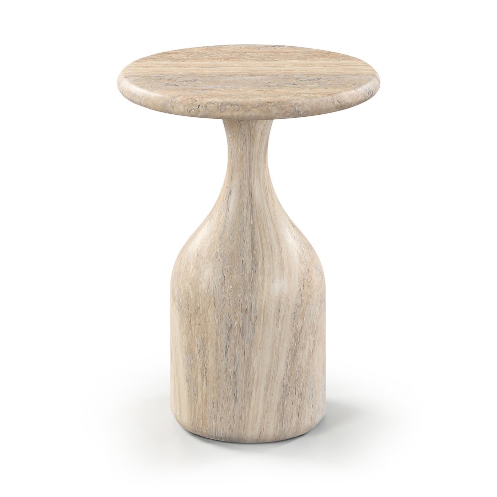 Savona Travertine Concrete Indoor/Outdoor End Table. Picture 1