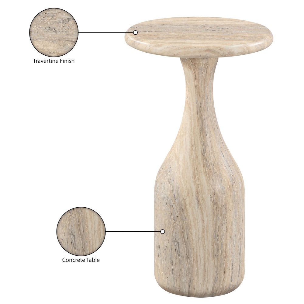 Savona Travertine Concrete Indoor/Outdoor End Table. Picture 7