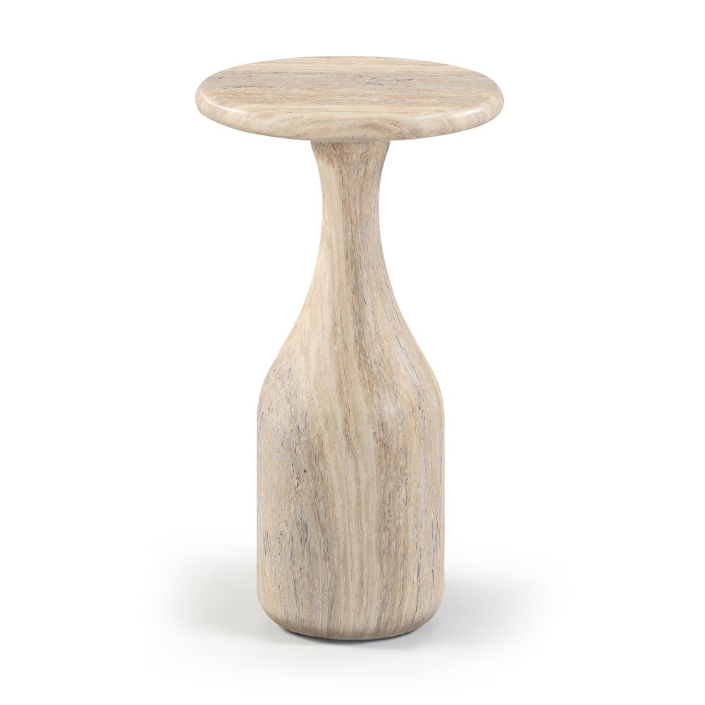 Savona Travertine Concrete Indoor/Outdoor End Table. Picture 1