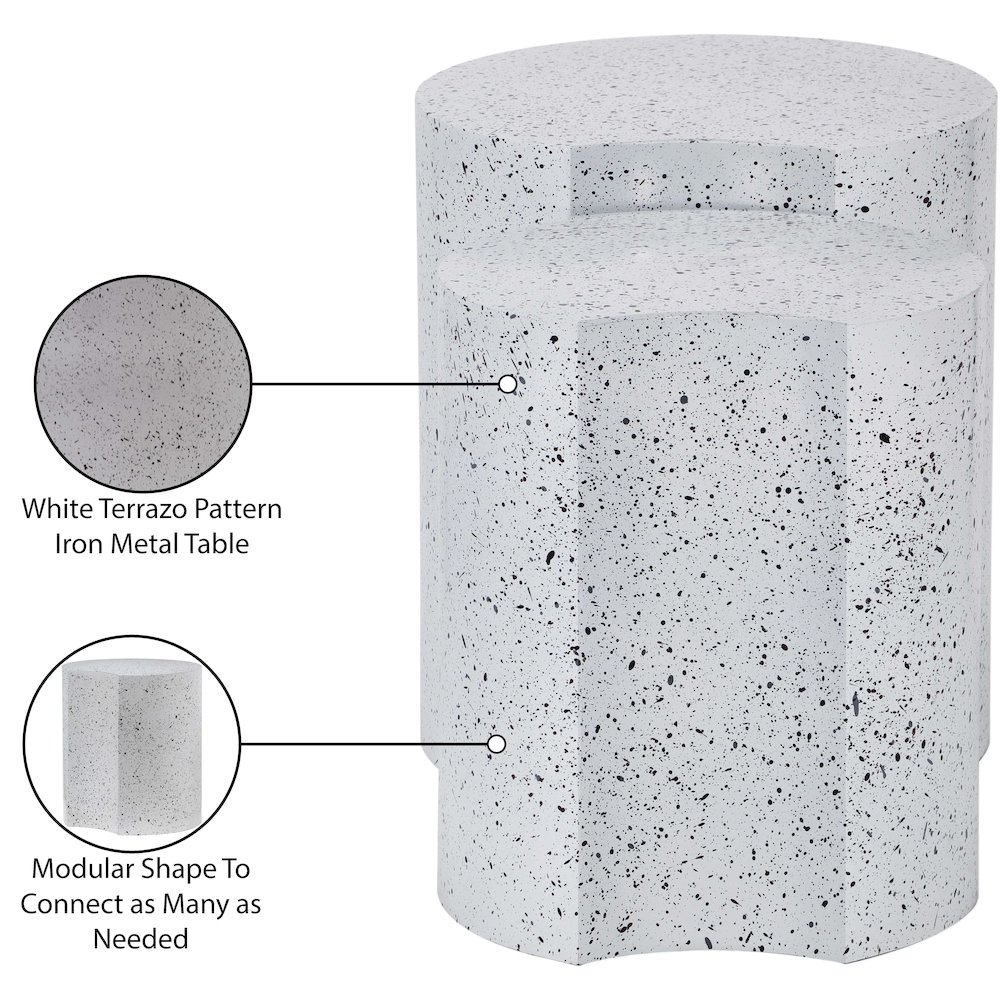 Dimple White End Table. Picture 5