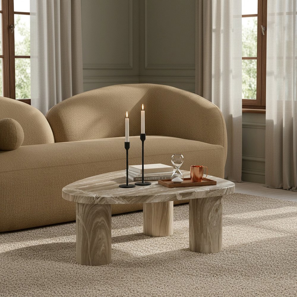 Teramo Beige Concrete Indoor/Outdoor Coffee Table. Picture 2