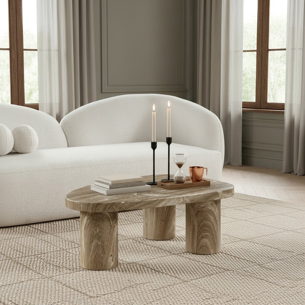 Teramo Beige Concrete Indoor/Outdoor Coffee Table. Picture 2