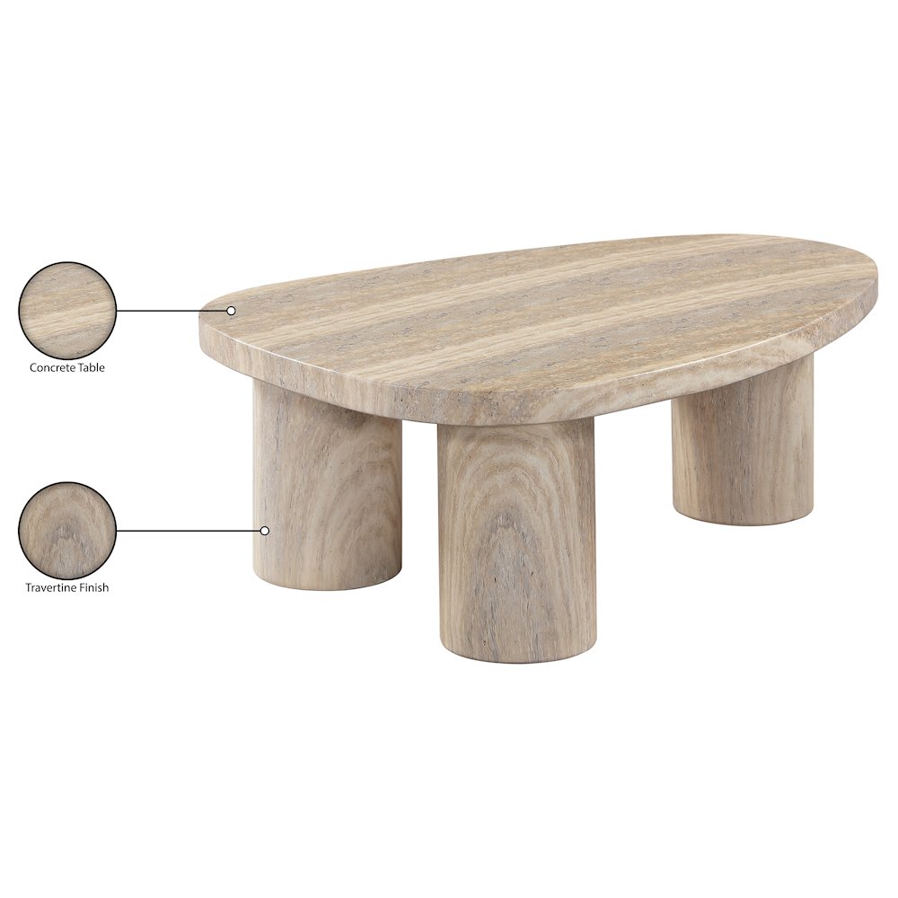 Teramo Travertine Concrete Indoor/Outdoor Coffee Table. Picture 7