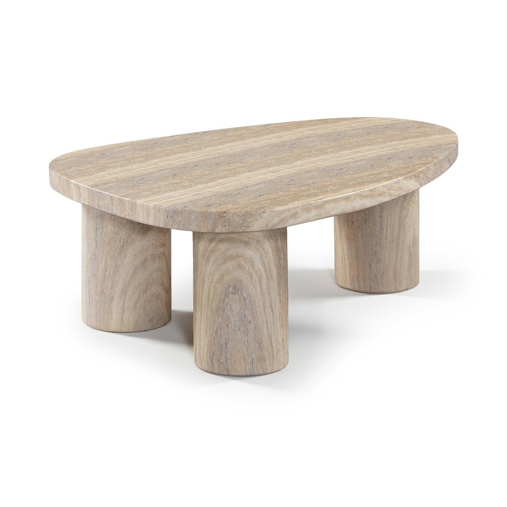 Teramo Travertine Concrete Indoor/Outdoor Coffee Table. Picture 1
