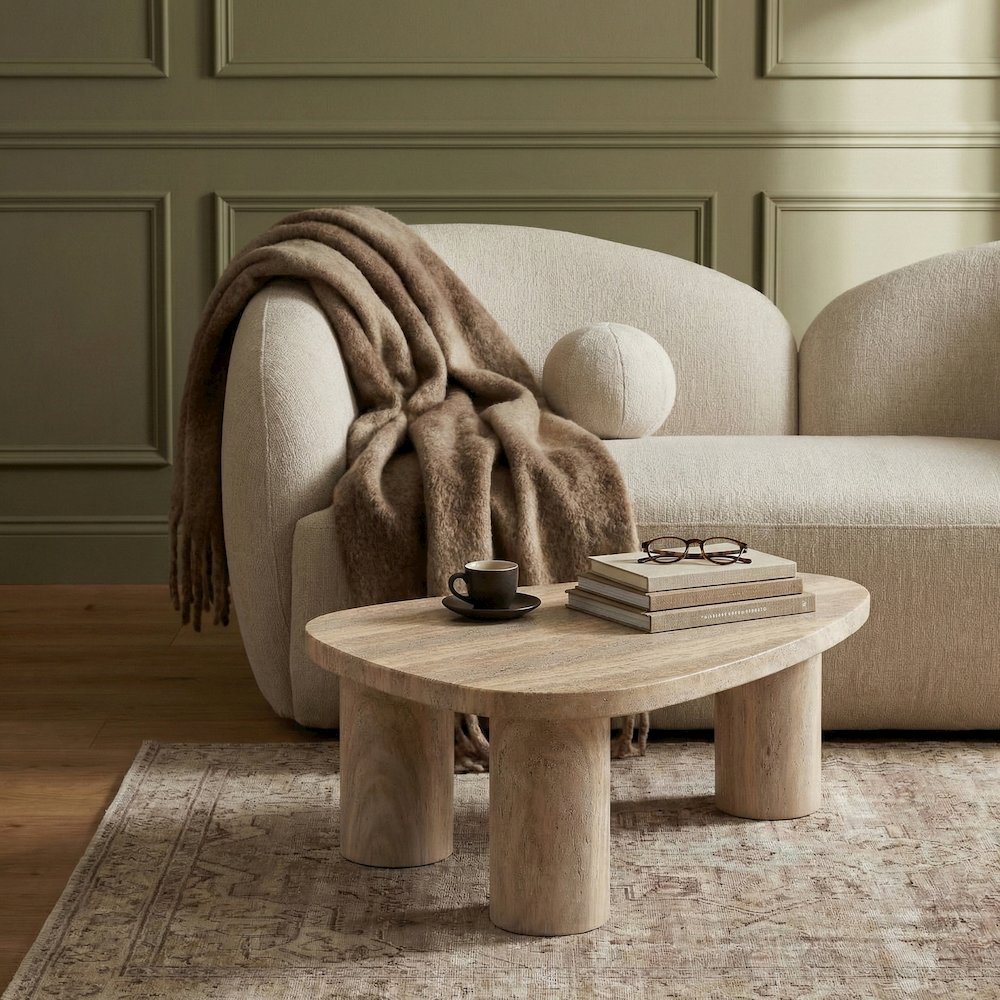 Teramo Travertine Concrete Indoor/Outdoor Coffee Table. Picture 2