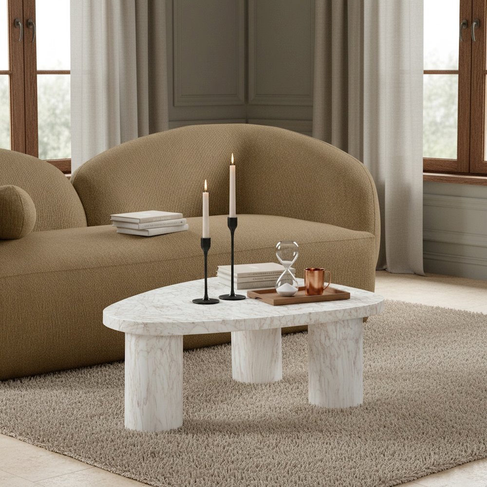 Teramo White Concrete Indoor/Outdoor Coffee Table. Picture 2