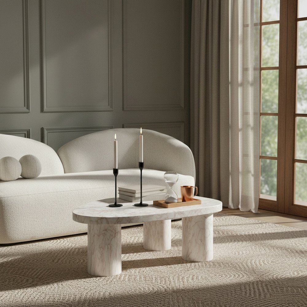 Teramo White Concrete Indoor/Outdoor Coffee Table. Picture 2