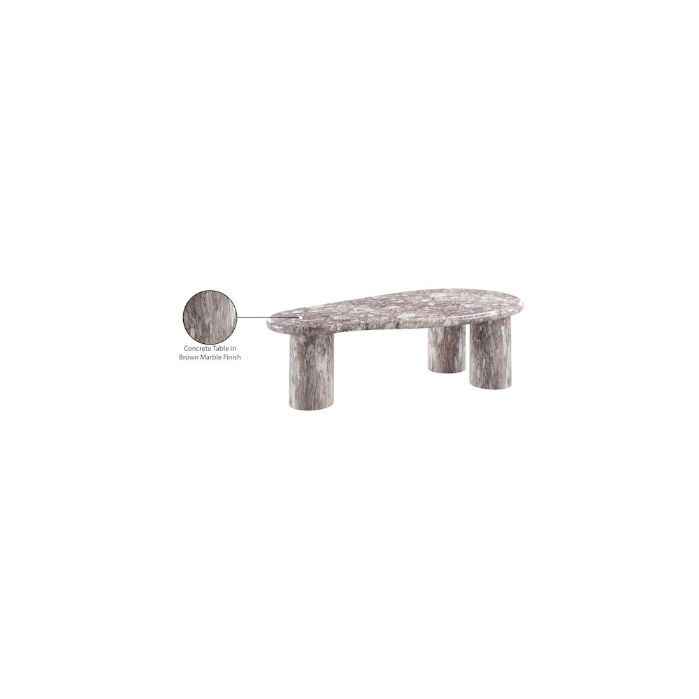 Sassari Brown Marble Finish Concrete Coffee Table. Picture 7