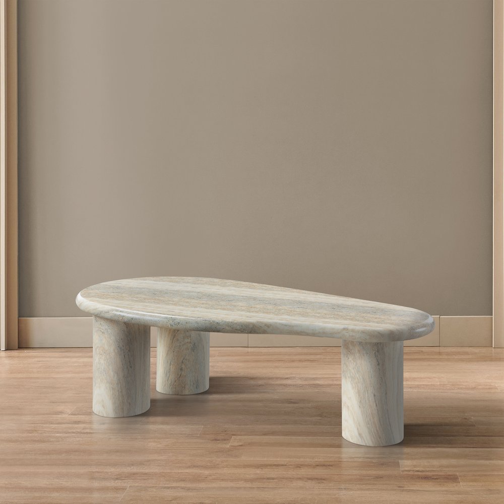 Sassari Travertine Travertine Finish Concrete Coffee Table. Picture 2
