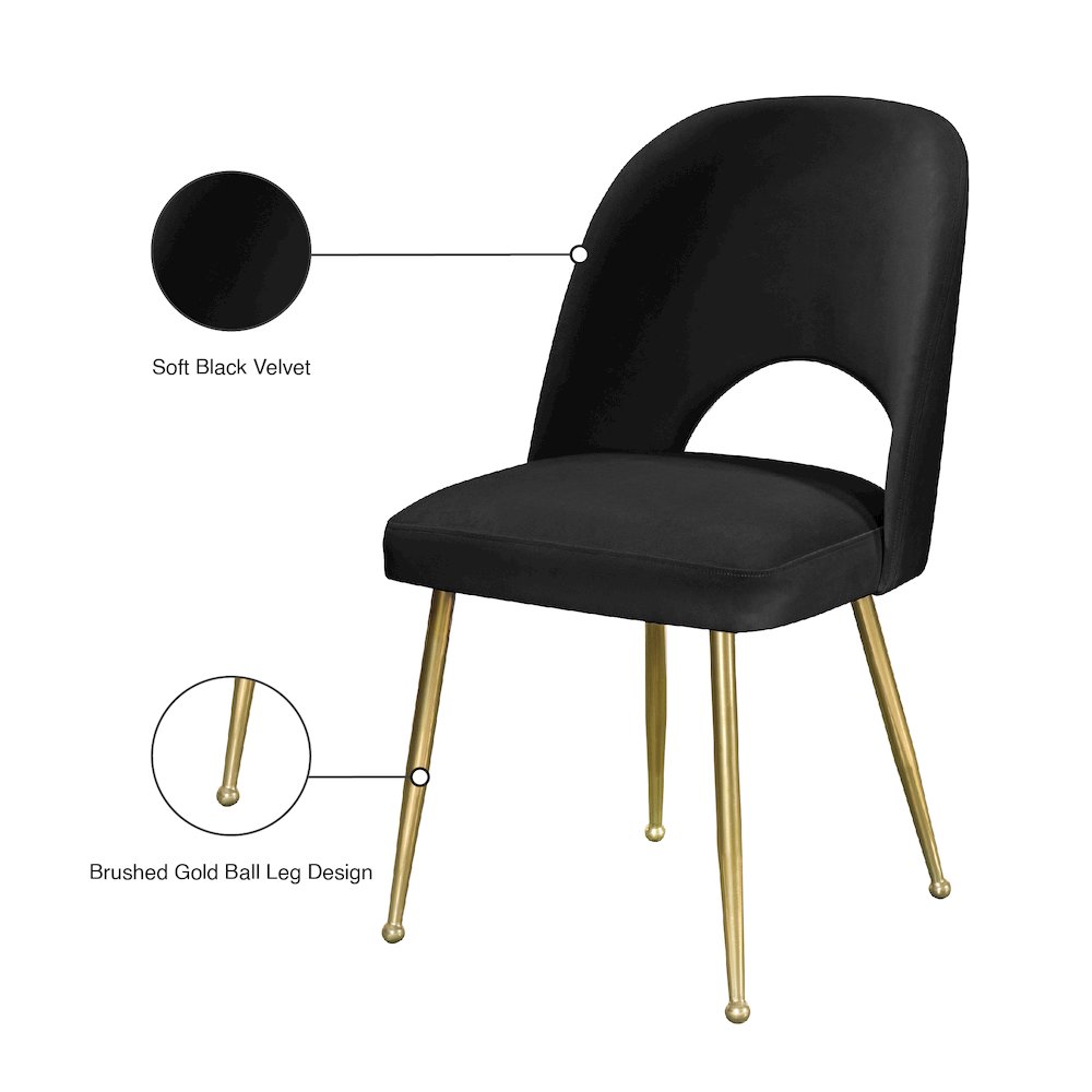 Logan Black Velvet Dining Chair, Set of 2. Picture 10