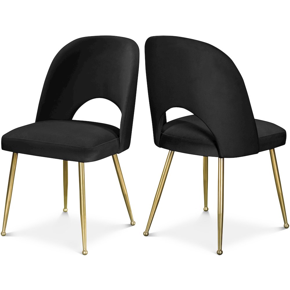 Logan Black Velvet Dining Chair, Set of 2. Picture 1