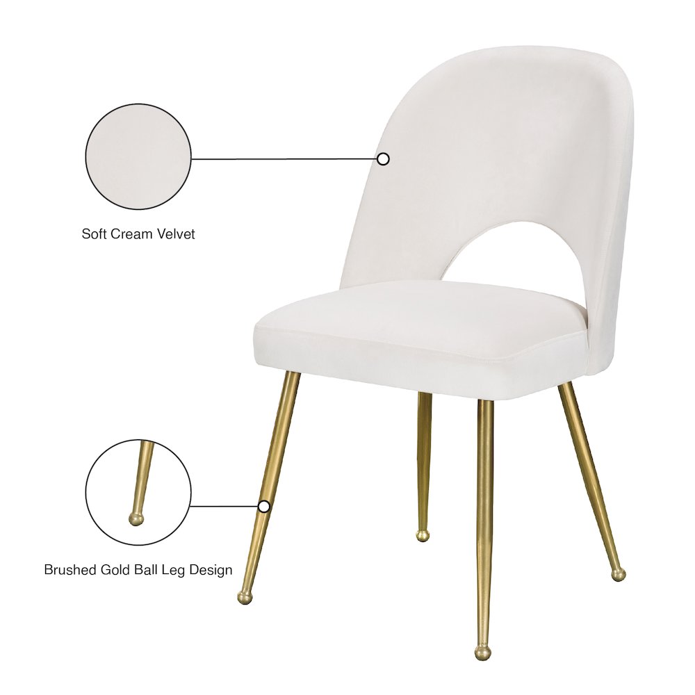 Logan Cream Velvet Dining Chair, Set of 2. Picture 10