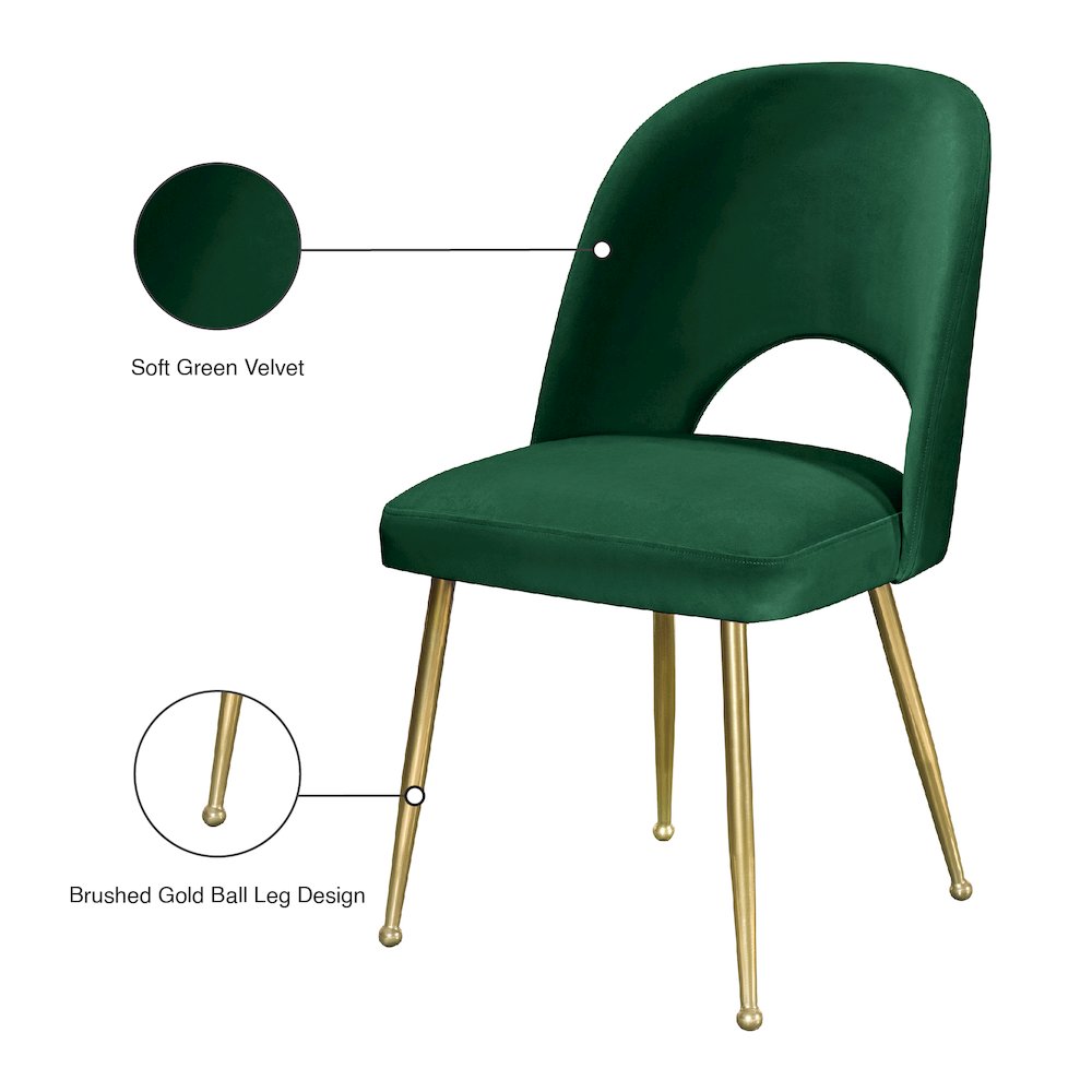 Logan Green Velvet Dining Chair, Set of 2. Picture 10