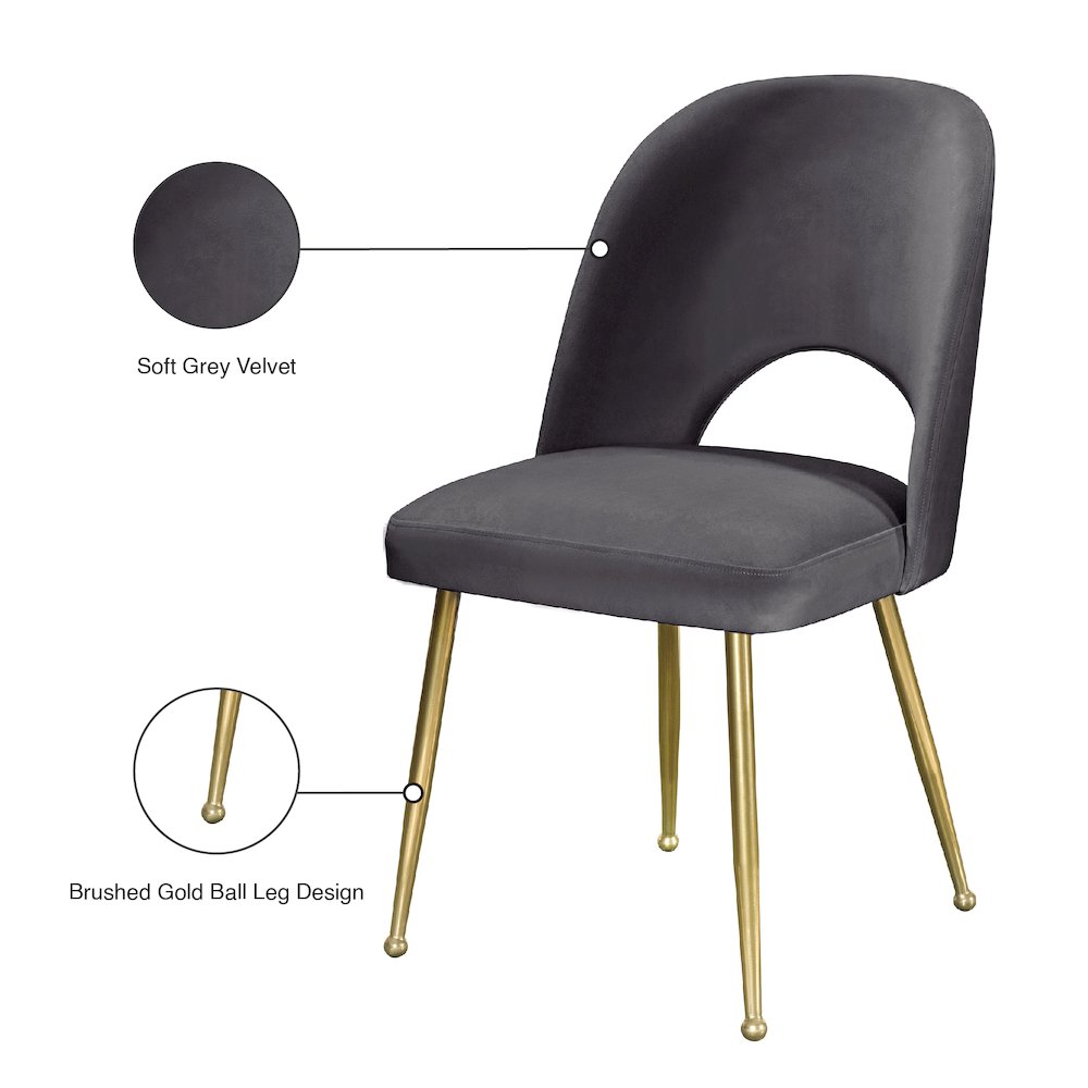Logan Grey Velvet Dining Chair, Set of 2. Picture 10